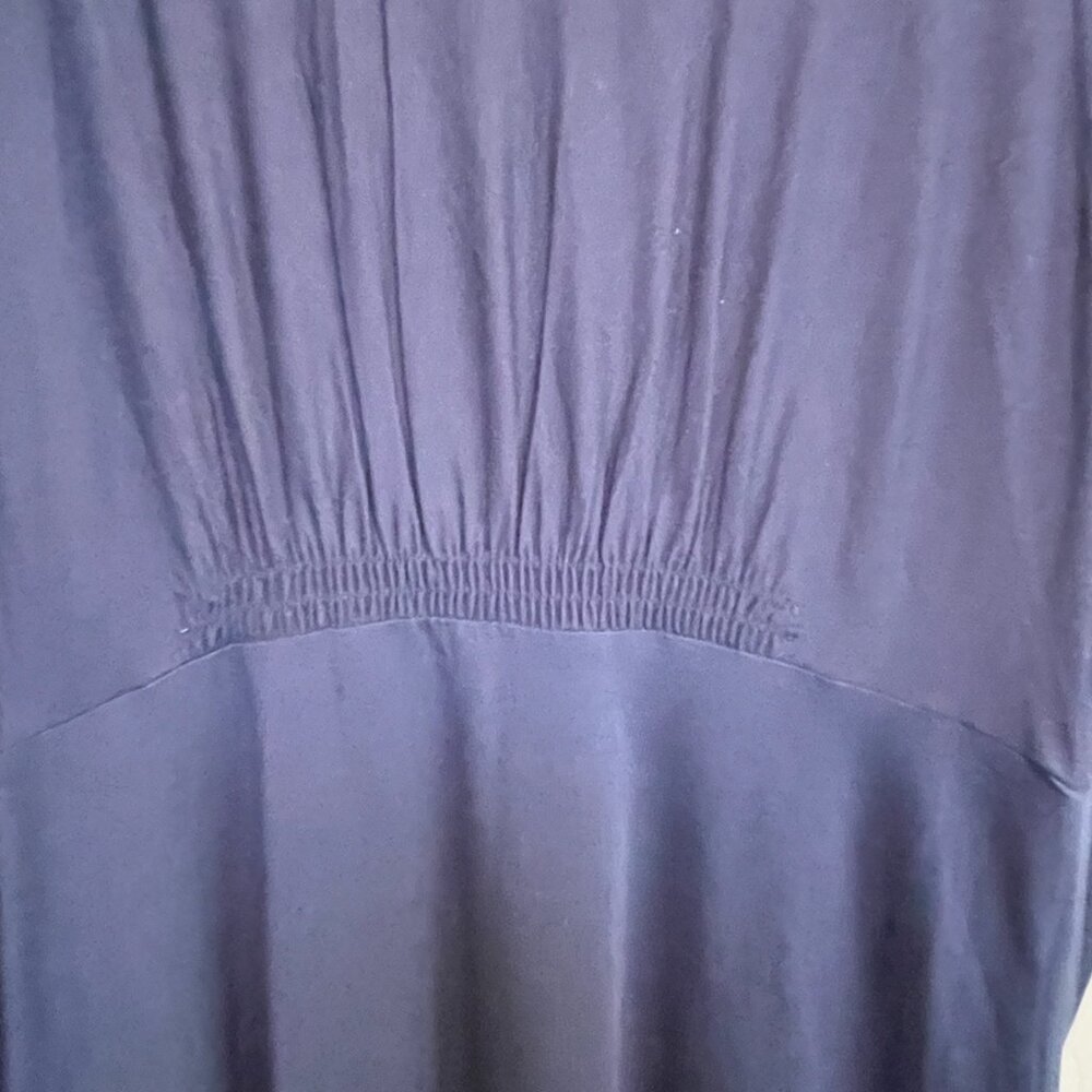 Quince Tencel Jersey V-Neck Long Sleeve Midi Dress Navy Sz S #84 - Picture 9 of 9